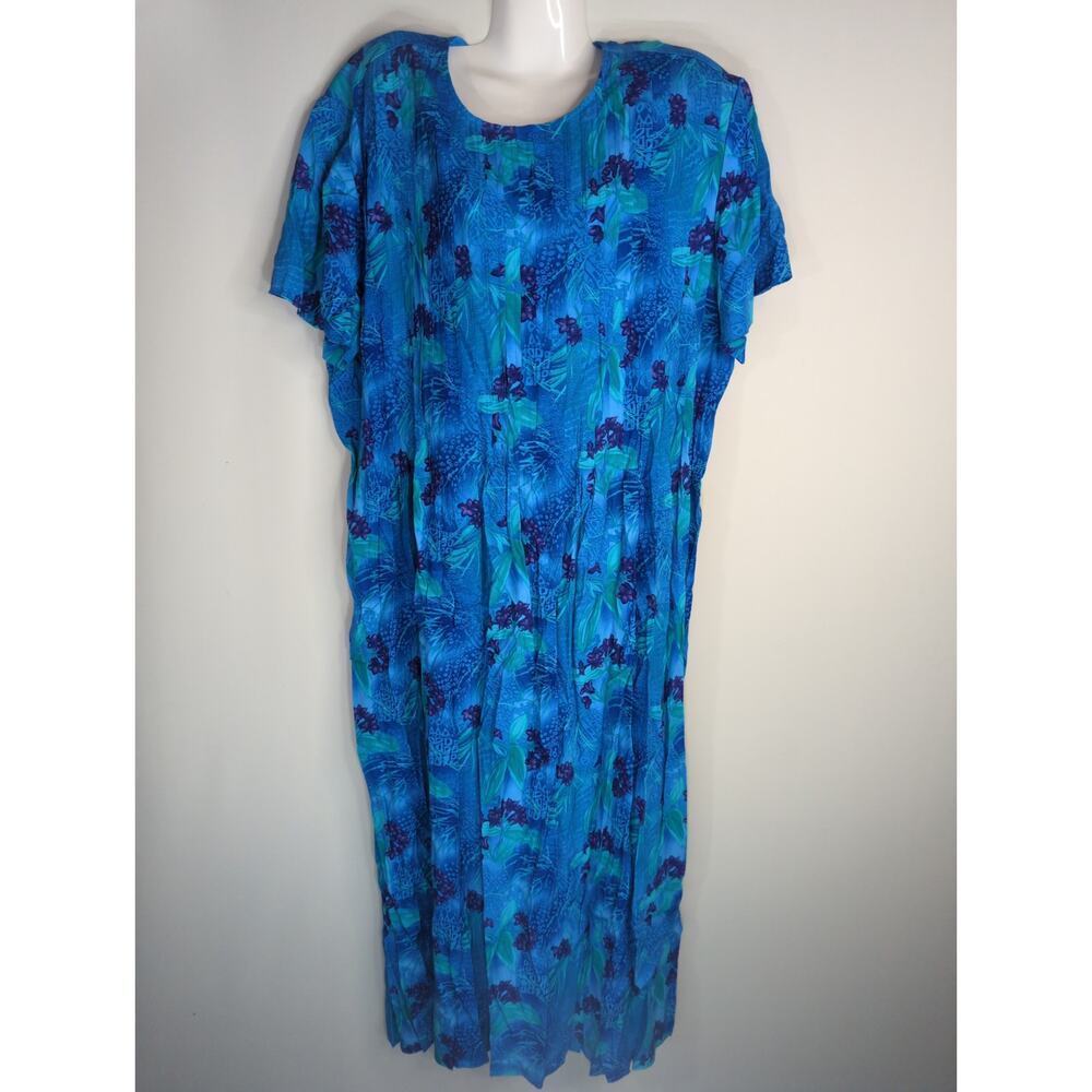 Coldwater Creek Floral Pin tucked Maxi Dress Size 24 NWT Boho Coastal Grandma